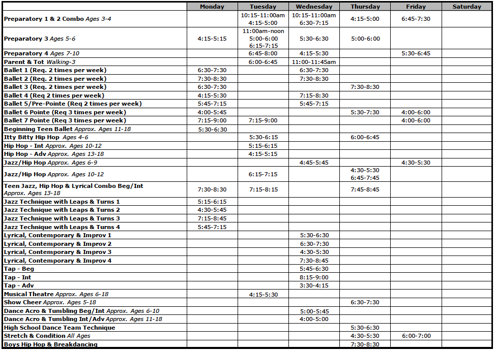 Class Schedule